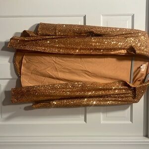 Camilla Coelho sparkly gold sequin shirt dress size small- runs small!